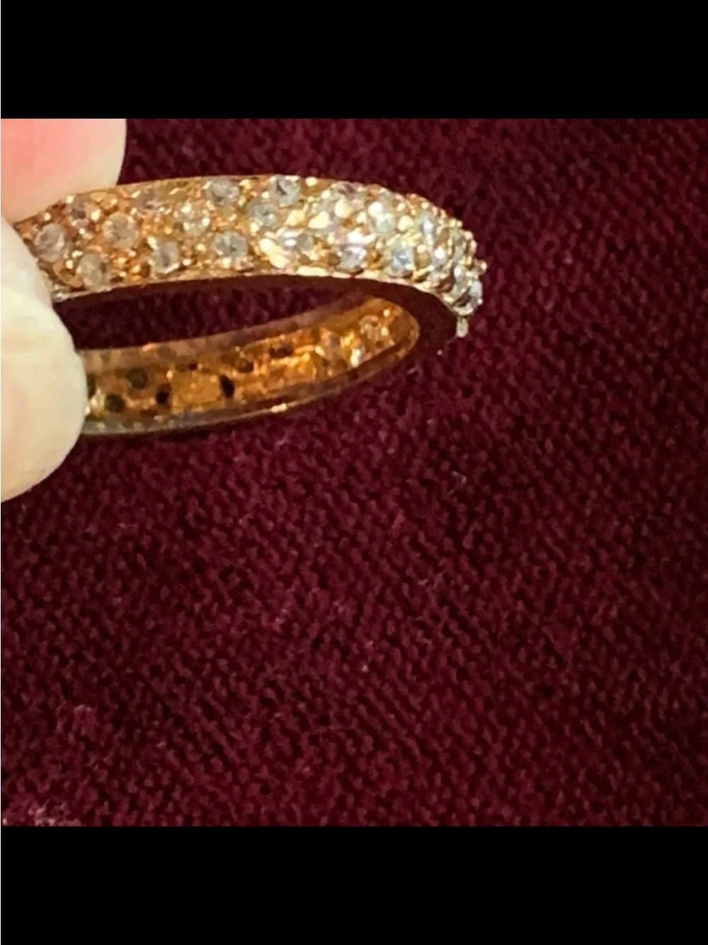 Set of two Gold Sterling Silver Diamond Eternity Band Size 9